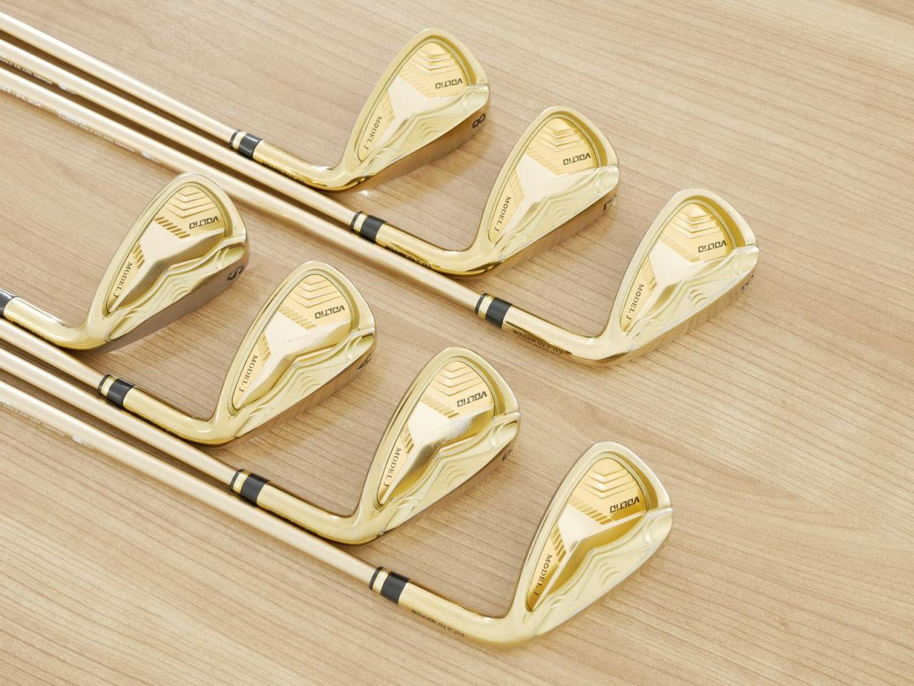Iron set : Katana : ชุดเหล็ก Katana Voltio Model J Gold (ปี 2018 หน้าเด้ง ตีง่าย ไกล) มีเหล็ก 6-Pw,Aw,Sw (7 ชิ้น) ก้านกราไฟต์ Fujikura Speeder 550 Flex SR