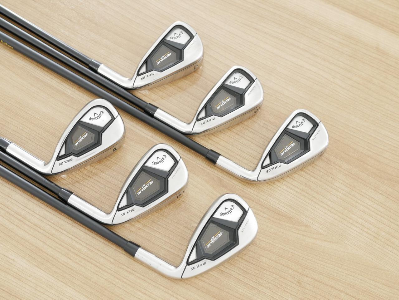 Iron set : Callaway : ชุดเหล็ก Callaway Rogue ST Max OS (ออกปี 2022 ตีง่ายสุดๆ ไกลสุดๆ) มีเหล็ก 5-Pw (6 ชิ้น) ก้านกราไฟต์ Fujikura VENTUS 5 Flex R