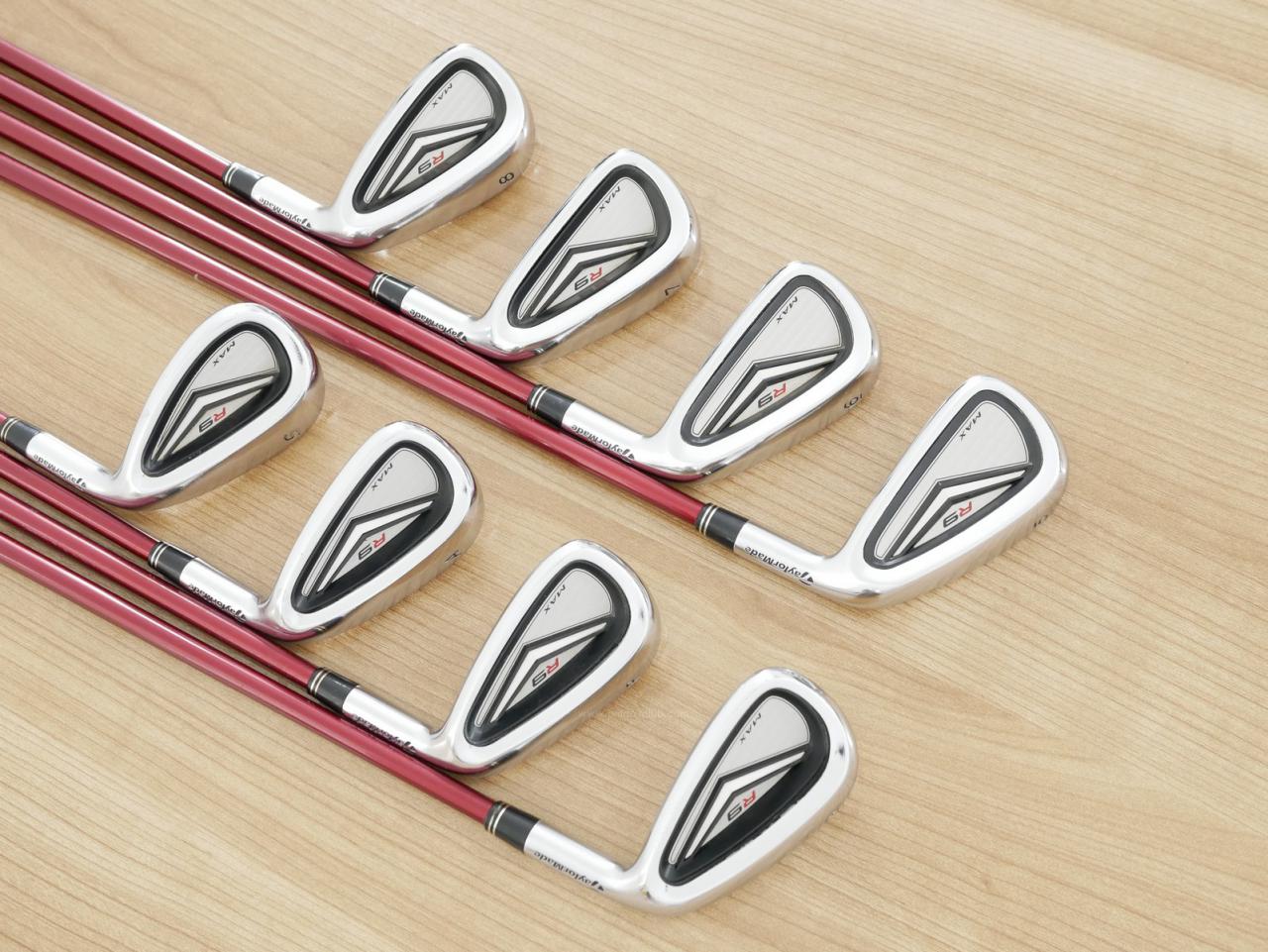 Iron set : Taylormade : ชุดเหล็ก Taylormade r9 MAX มีเหล็ก 5-Pw,Aw,Sw (8 ชิ้น) ก้านกราไฟต์ Fujikura Motore 55 Flex S