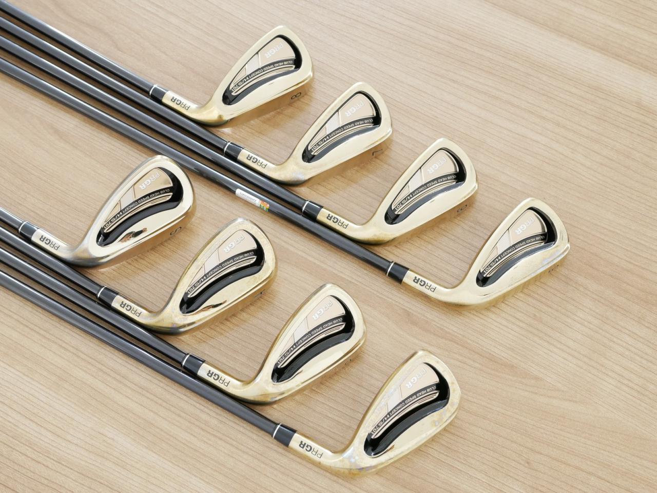 Iron set : PRGR : ชุดเหล็ก PRGR H/S 701 (หน้า Maraging เด้ง ไกล) มีเหล็ก 5-Pw,Aw,Sw (8 ชิ้น) ก้าน M-37 Flex R