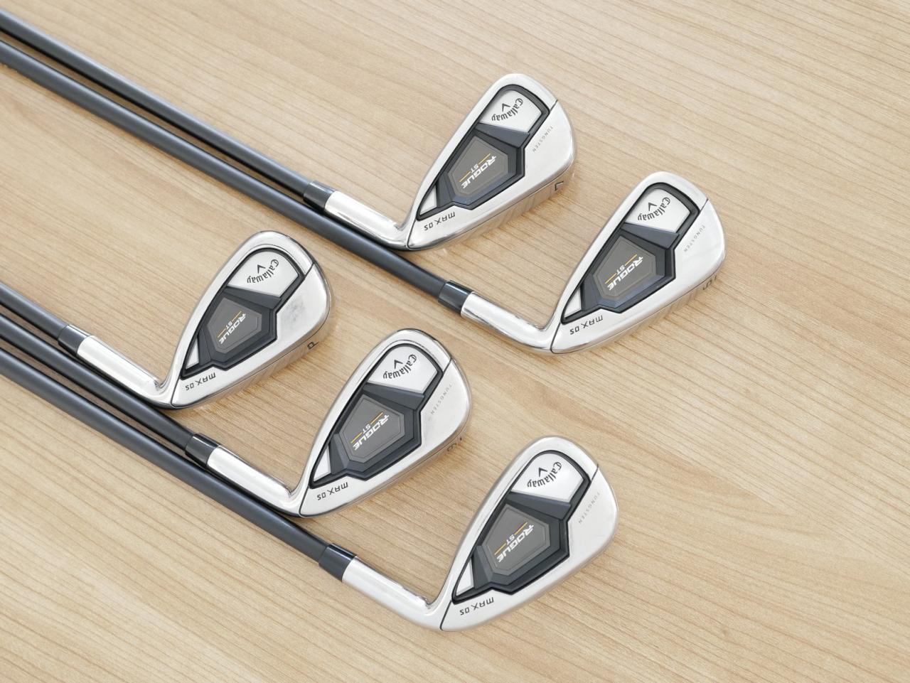 Iron set : Callaway : ชุดเหล็ก Callaway Rogue ST Max OS (ออกปี 2022 ตีง่ายสุดๆ ไกลสุดๆ) มีเหล็ก 6-Pw (5 ชิ้น) ก้านกราไฟต์ Fujikura VENTUS 5 Flex R