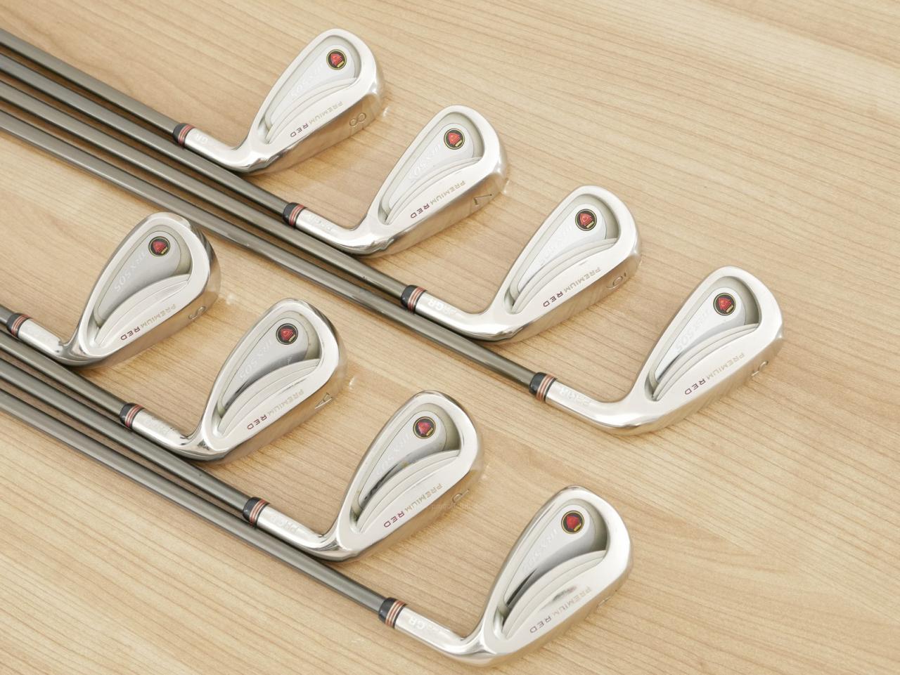 Iron set : PRGR : ชุดเหล็ก PRGR Premium Red TR-X 505 (รุ่นท็อป หน้าเด้ง ตีง่ายไกลมาก) มีเหล็ก 5-Pw,Aw,Sw (8 ชิ้น) ก้านกราไฟต์  M-40 Flex SR