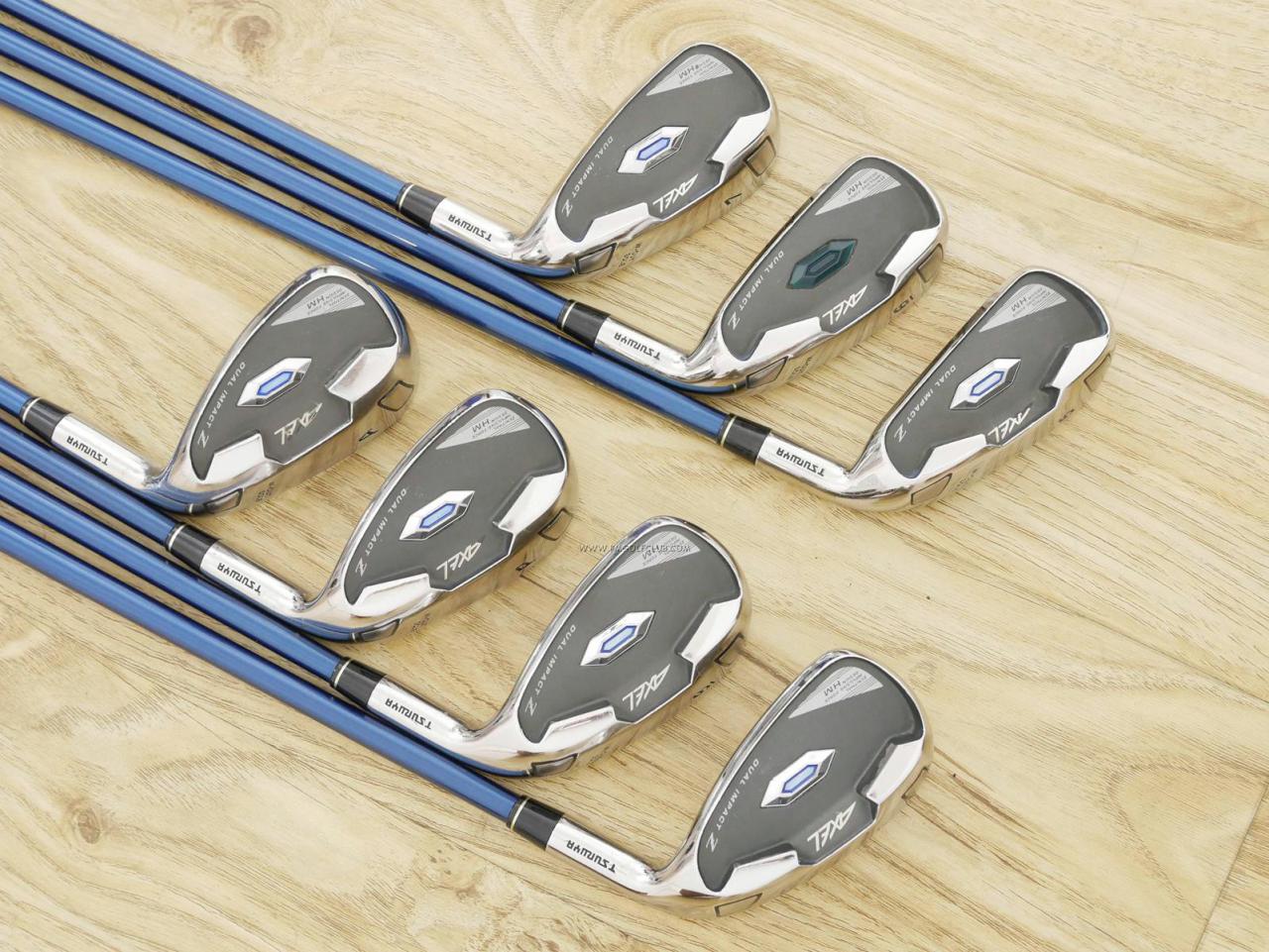 Iron set : Tsuruya : ชุดเหล็ก Tsuruya AXEL Dual Impact Z HM (หน้าเด้ง) มีเหล็ก 5-Pw,Aw (7 ชิ้น) ก้านกราไฟต์ Flex R
