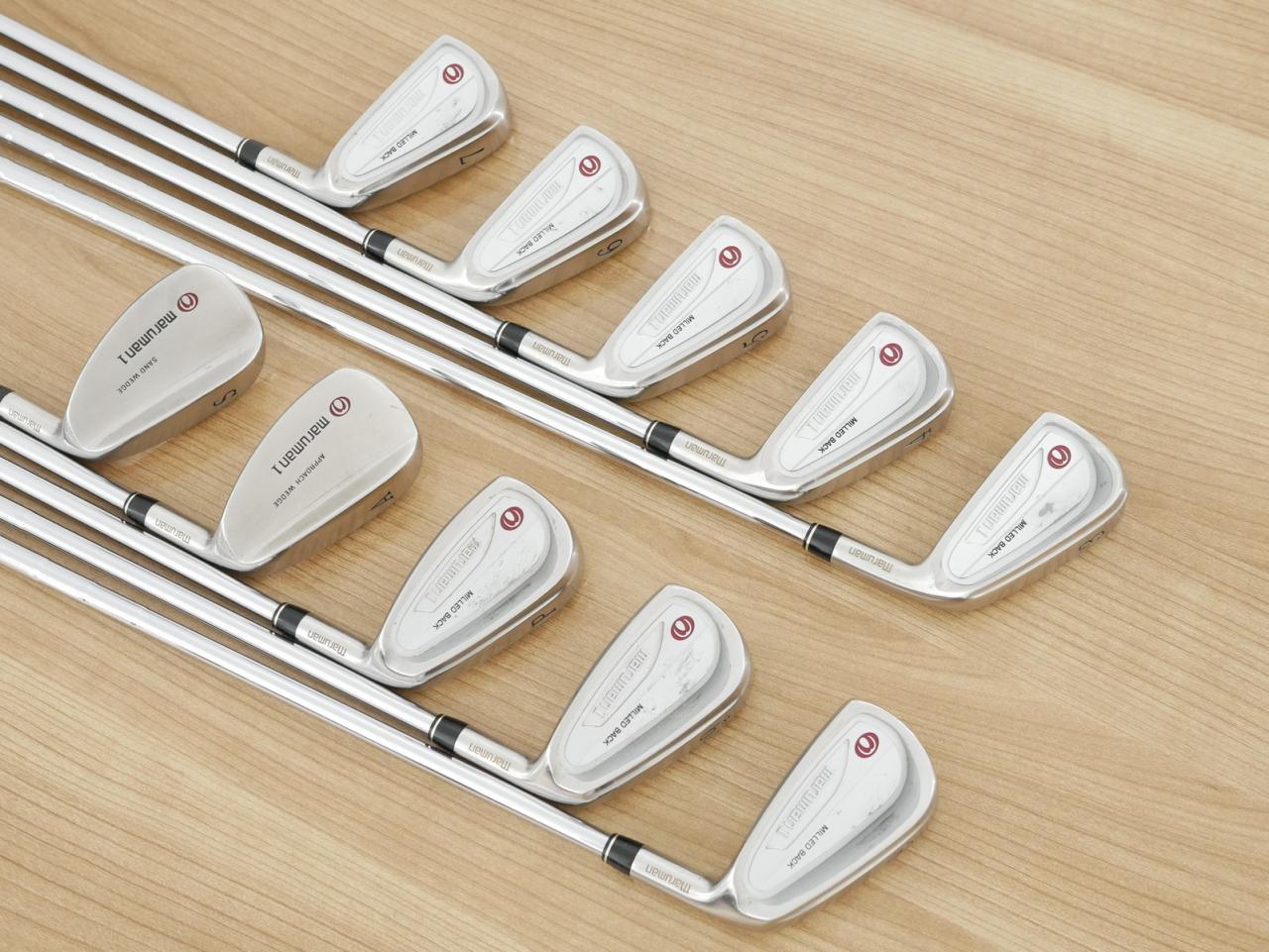 Iron set : Maruman : ชุดเหล็ก Maruman M1 Milled Back) มีเหล็ก 3-Pw,Pw,Aw,Sw (10 ชิ้น) ก้านเหล็ก NS PRO 950GH Flex R