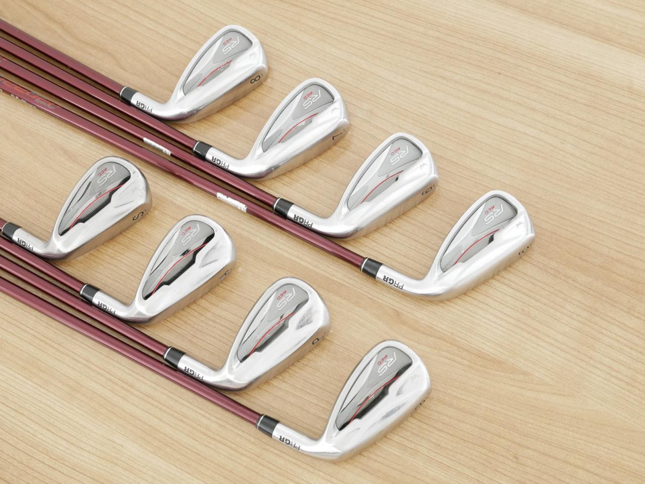 Iron set : PRGR : ชุดเหล็ก PRGR RS Red (รุ่นปี 2020 หน้าเด้ง ตีไกลมาก) มีเหล็ก 5-Pw,Aw,Sw (8 ชิ้น) ก้านกราไฟต์ Fujikura Speeder Evolution Flex R2