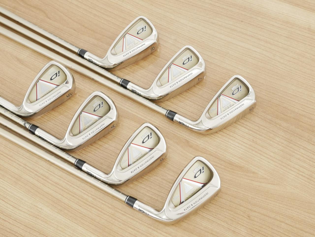 Iron set : PRGR : ชุดเหล็ก PRGR ID Nabla Red (รุ่นท๊อปสุด หน้าเด้ง ไกลมาก) มีเหล็ก 6-Pw,Aw,Sw (7 ชิ้น) ก้านกราไฟต์ M-37 Flex R
