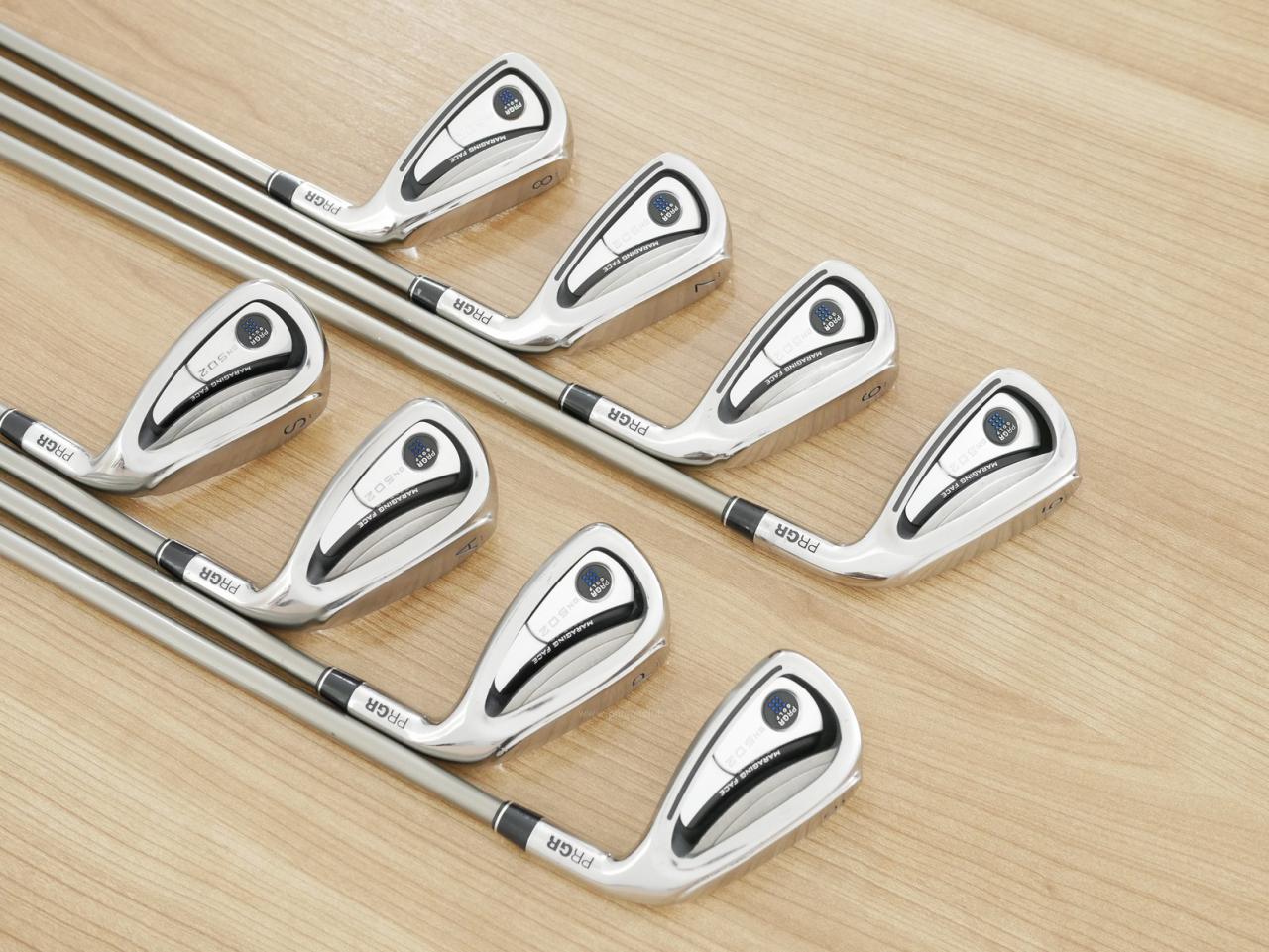 Iron set : PRGR : ชุดเหล็ก PRGR GN502 Maraging Face มีเหล็ก 5-Pw,Aw,Sw (8 ชิ้น) ก้านกราไฟต์ Flex SR (M-40)