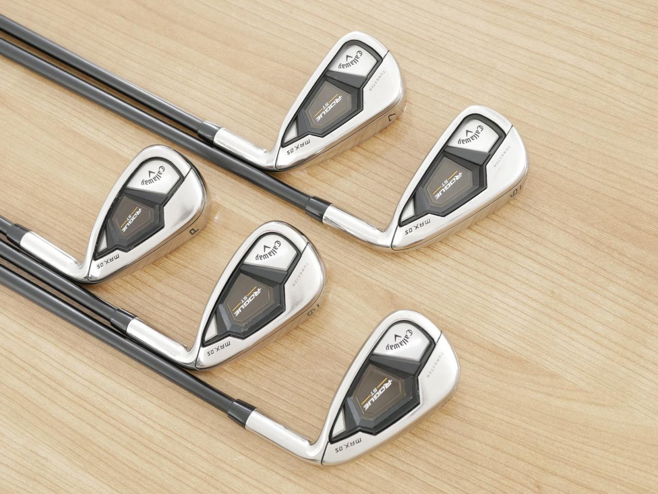 Iron set : Callaway : ชุดเหล็ก Callaway Rogue ST Max OS (ออกปี 2022 ตีง่ายสุดๆ ไกลสุดๆ) มีเหล็ก 6-Pw (5 ชิ้น) ก้านกราไฟต์ Fujikura VENTUS 5 Flex R