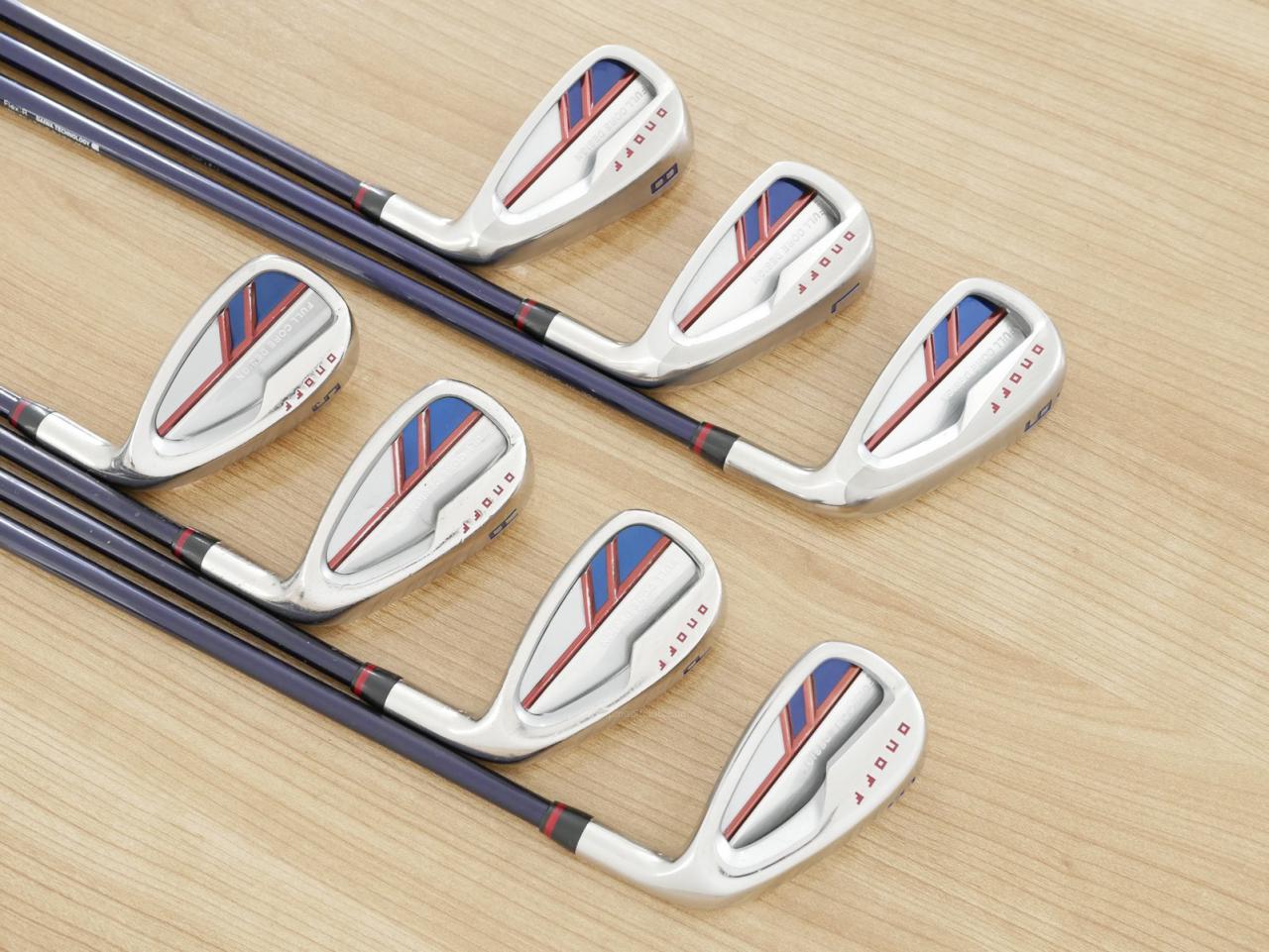 Iron set : Daiwa : ชุดเหล็ก Daiwa OnOff AKA (ออกปี 2021 หน้าเด้ง Maraging ยืดยุบได้ ตีง่าย นุ่ม ไกลมากๆ) มีเหล็ก 6-Pw,Aw,Sw (7 ชิ้น) ก้านกราไฟต์ Flex R