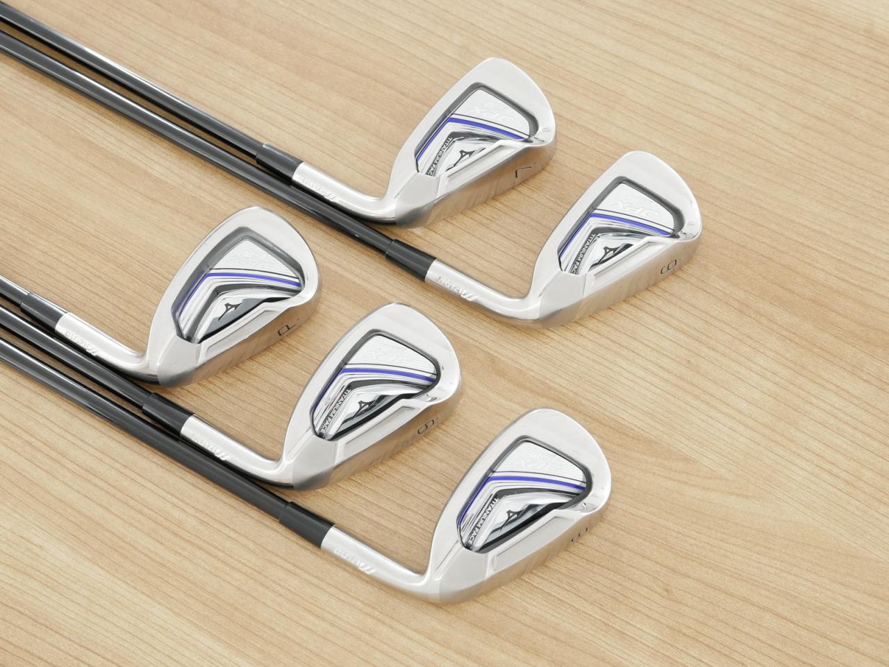 Iron set : Mizuno : ชุดเหล็ก Mizuno JPX EIII SV Titanium (ตัวท้อป ใบใหญ่ที่สุดของ Mizuno ตีง่ายมาก หน้าเด้ง ตีไกล) มีเหล็ก 6-Pw (5 ชิ้น) ก้านกราไฟต์ Flex SR