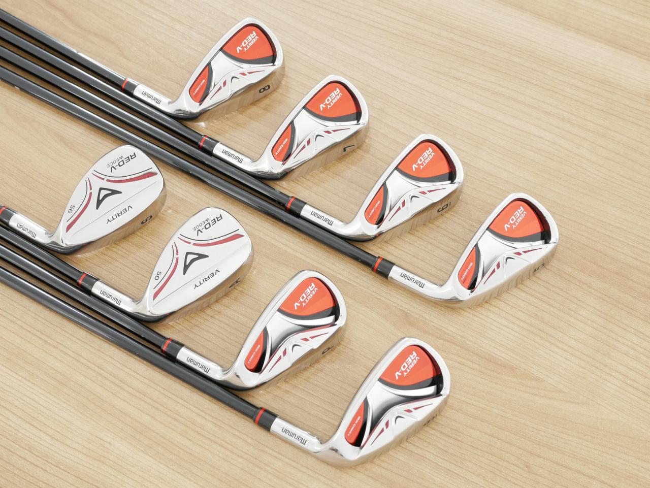 Iron set : Maruman : ชุดเหล็ก Maruman Red-V (ใบใหญ่ ตีง่าย) มีเหล็ก 5-Pw,Aw,Sw (8 ชิ้น) ก้านกราไฟต์ Flex S