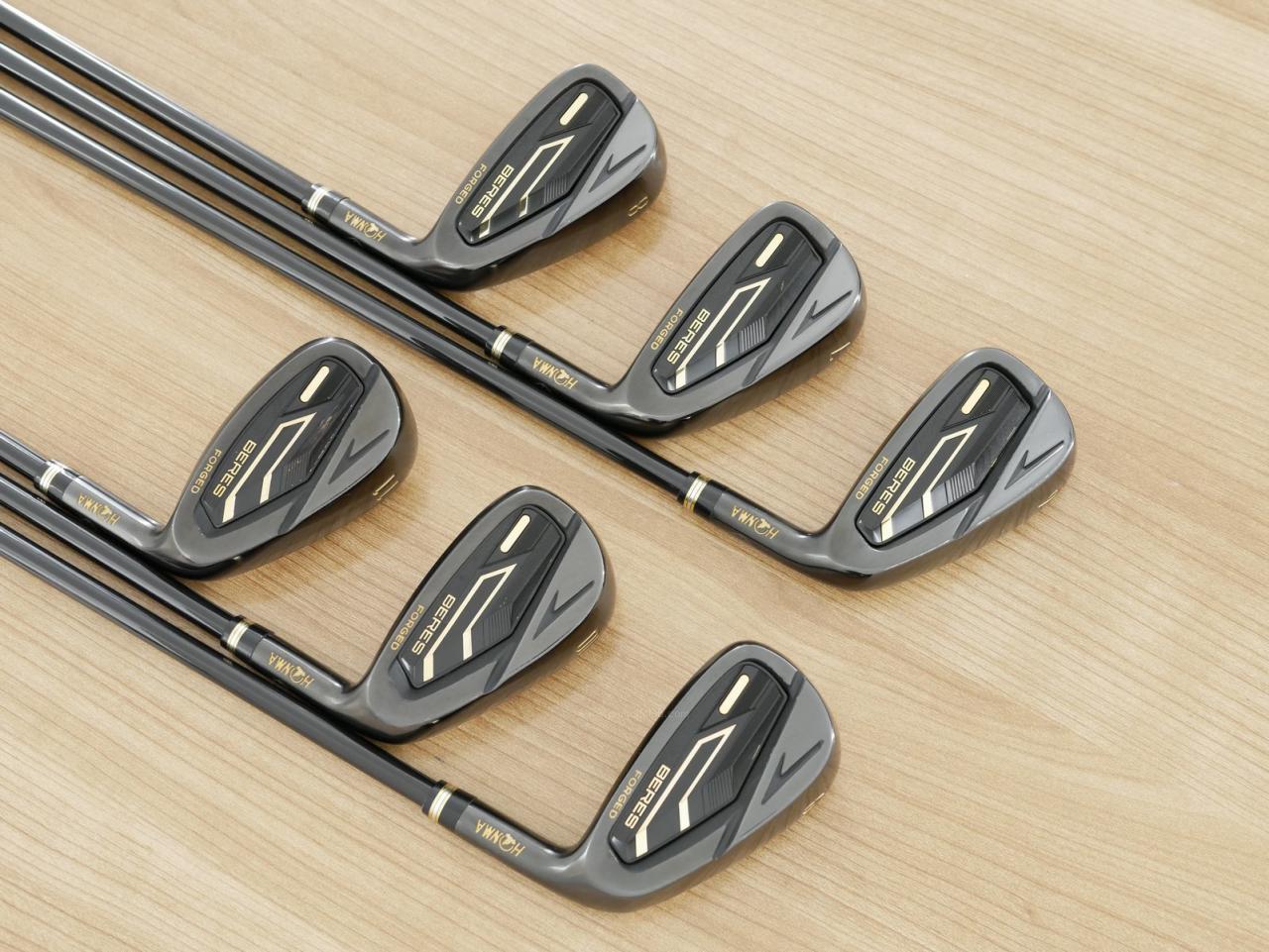 Iron set : Honma : ชุดเหล็ก Honma Beres 09 Forged Black (รุ่นล่าสุด ออกปี 2024 สวยมากๆ) มีเหล็ก 6-11 (6 ชิ้น เทียบเท่า 6-Pw) ก้าน ARMRQ FX Flex R