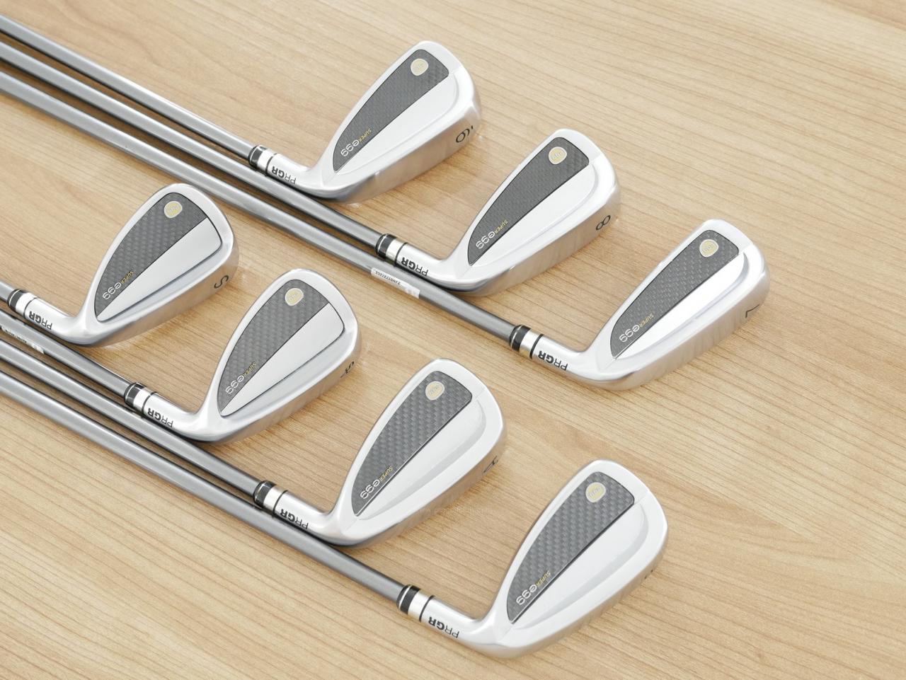 Iron set : PRGR : ชุดเหล็กกระเทย PRGR Super Egg Iron (รุ่นปี 2023 ตัวท๊อปสุด หน้าเด้งเกินกฏ ใช้แข่งไม่ได้ ตีไกลมากๆ) มีเหล็ก 7-Pw,Aw,As,Sw (7 ชิ้น) ก้านกราไฟต์ Flex R (M-37)