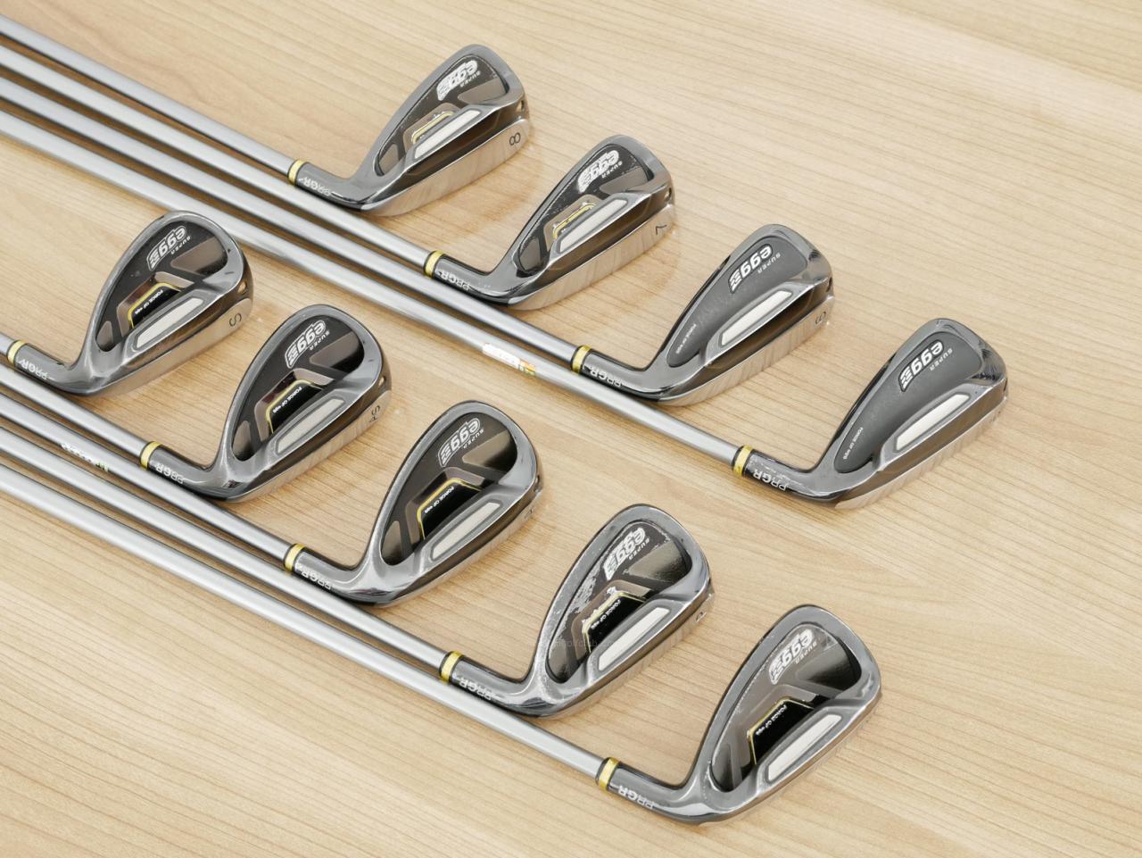 Iron set : PRGR : ชุดเหล็กกระเทย PRGR Super Egg Iron (ปี 2018 ตัวท๊อปสุด หน้าเด้งเกินกฏ ใช้แข่งไม่ได้ ตีไกมลมากๆ) มีเหล็ก 5-Pw,Aw,As,Sw (9 ชิ้น) ก้านกราไฟต์ Flex R (M-37)