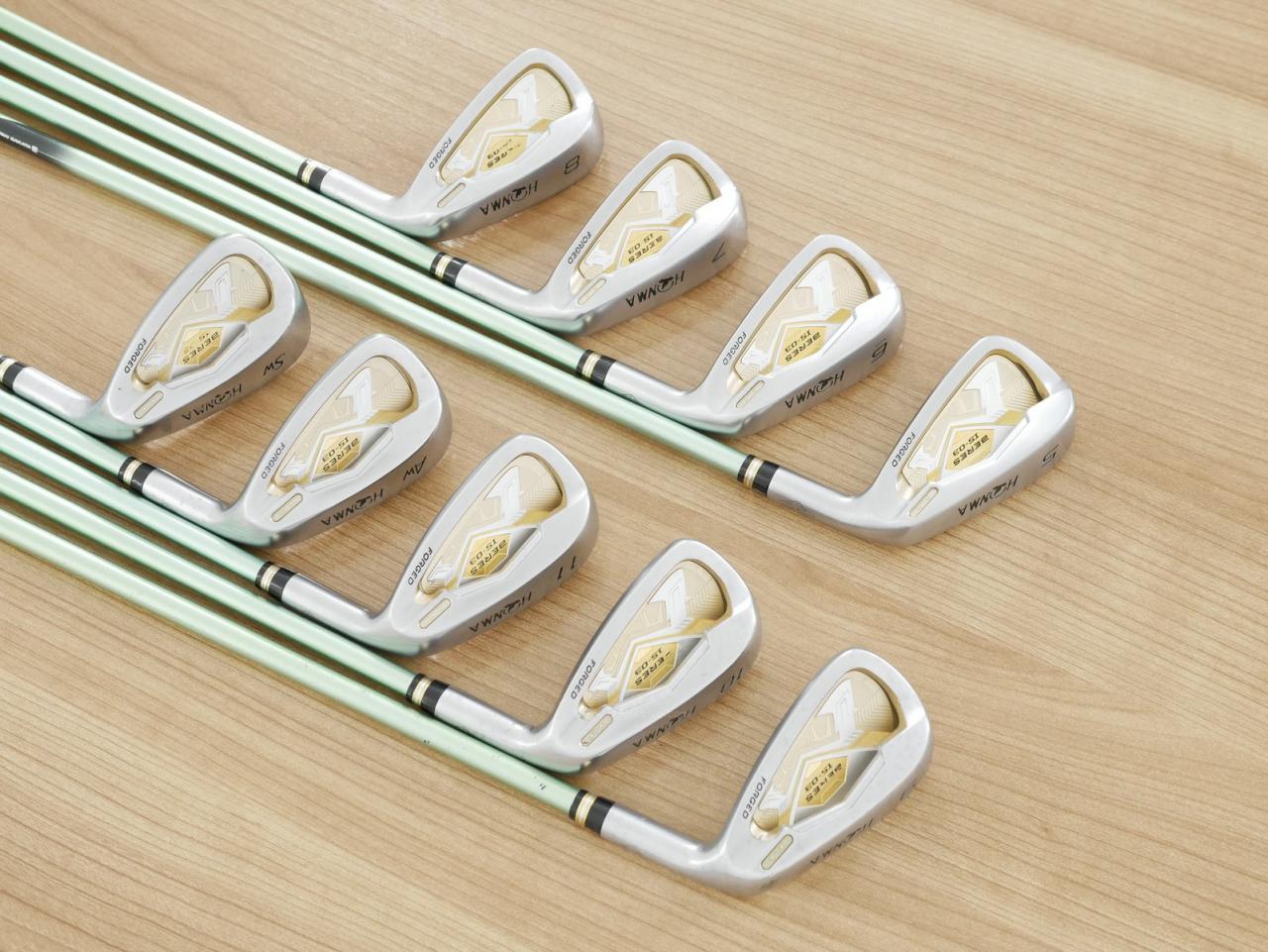Iron set : Honma : ชุดเหล็ก Honma Beres IS-03 (หน้าเด้ง Forged) มีเหล็ก 5-11,Aw,Sw (9 ชิ้น ระยะเทียบเท่า 5-Pw,Aw,Sw ของรุ่นอื่นๆ) ก้าน ARMRQ 8 (45) Flex R (2 ดาว)