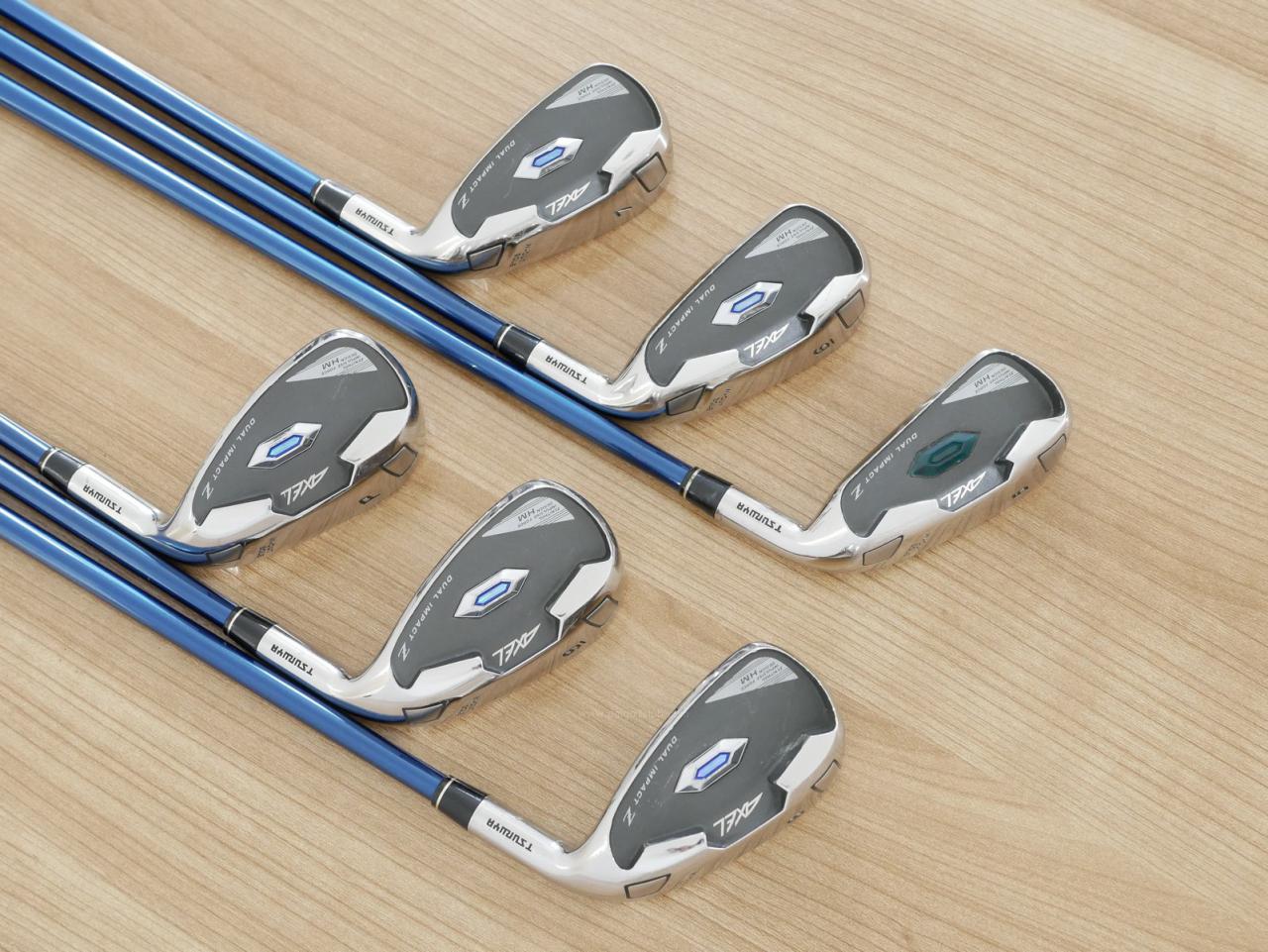 Iron set : Tsuruya : ชุดเหล็ก Tsuruya AXEL Dual Impact Z HM (หน้าเด้ง) มีเหล็ก 5-Pw (6 ชิ้น) ก้านกราไฟต์ Flex R