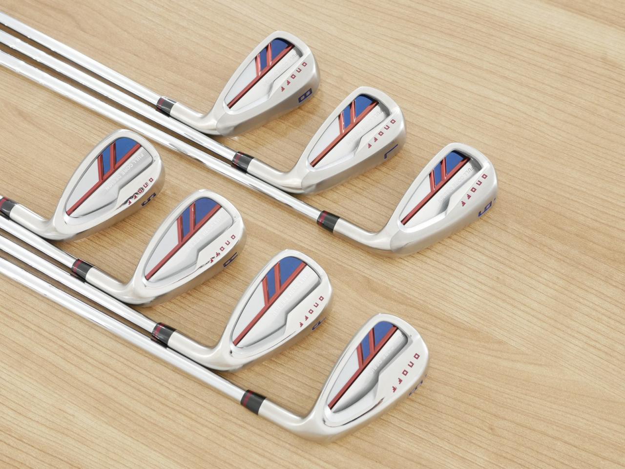 Iron set : Daiwa : ชุดเหล็ก Daiwa OnOff AKA (ออกปี 2021 หน้าเด้ง Maraging ยืดยุบได้ ตีง่าย นุ่ม ไกลมากๆ) มีเหล็ก 6-Pw,Aw,Sw (7 ชิ้น) ก้านเหล็ก NS Pro 950 NEO Flex S