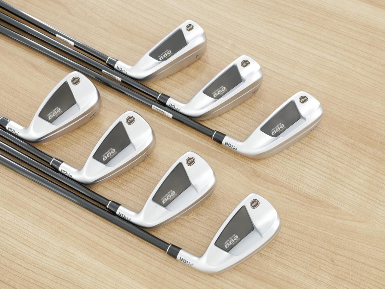 Iron set : PRGR : ชุดเหล็กกระเทย PRGR Super Egg Evolution (รุ่นล่าสุด ออกปี 2024 ตัวท๊อปสุด หน้าเด้งเกินกฏ ใช้แข่งไม่ได้ ตีไกลมากๆ) มีเหล็ก 5-Pw,Aw (7 ชิ้น) ก้านกราไฟต์ Flex R2 (M-35)