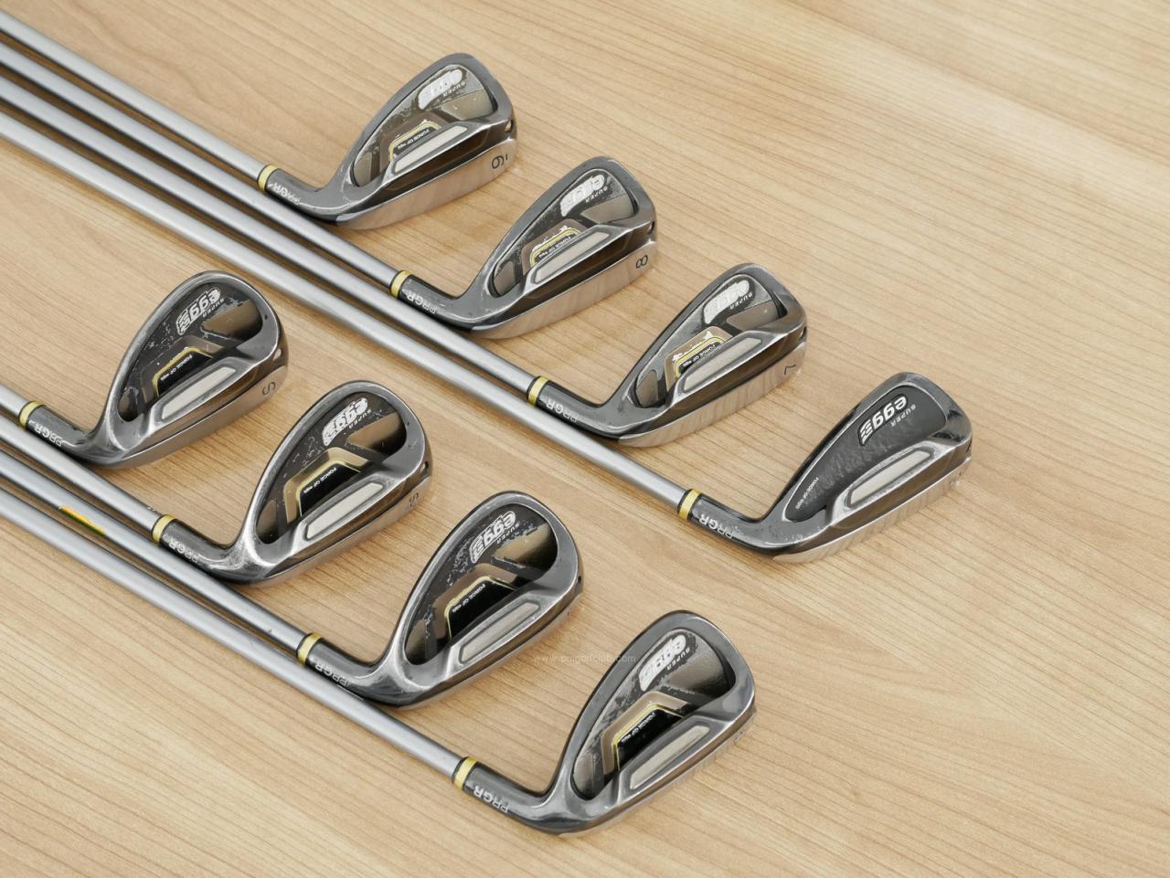 Iron set : PRGR : ชุดเหล็กกระเทย PRGR Super Egg Iron (ปี 2018 ตัวท๊อปสุด หน้าเด้งเกินกฏ ใช้แข่งไม่ได้ ตีไกลมากๆ) มีเหล็ก 6-Pw,Aw,As,Sw (8 ชิ้น) ก้านกราไฟต์ Flex R (M-37)