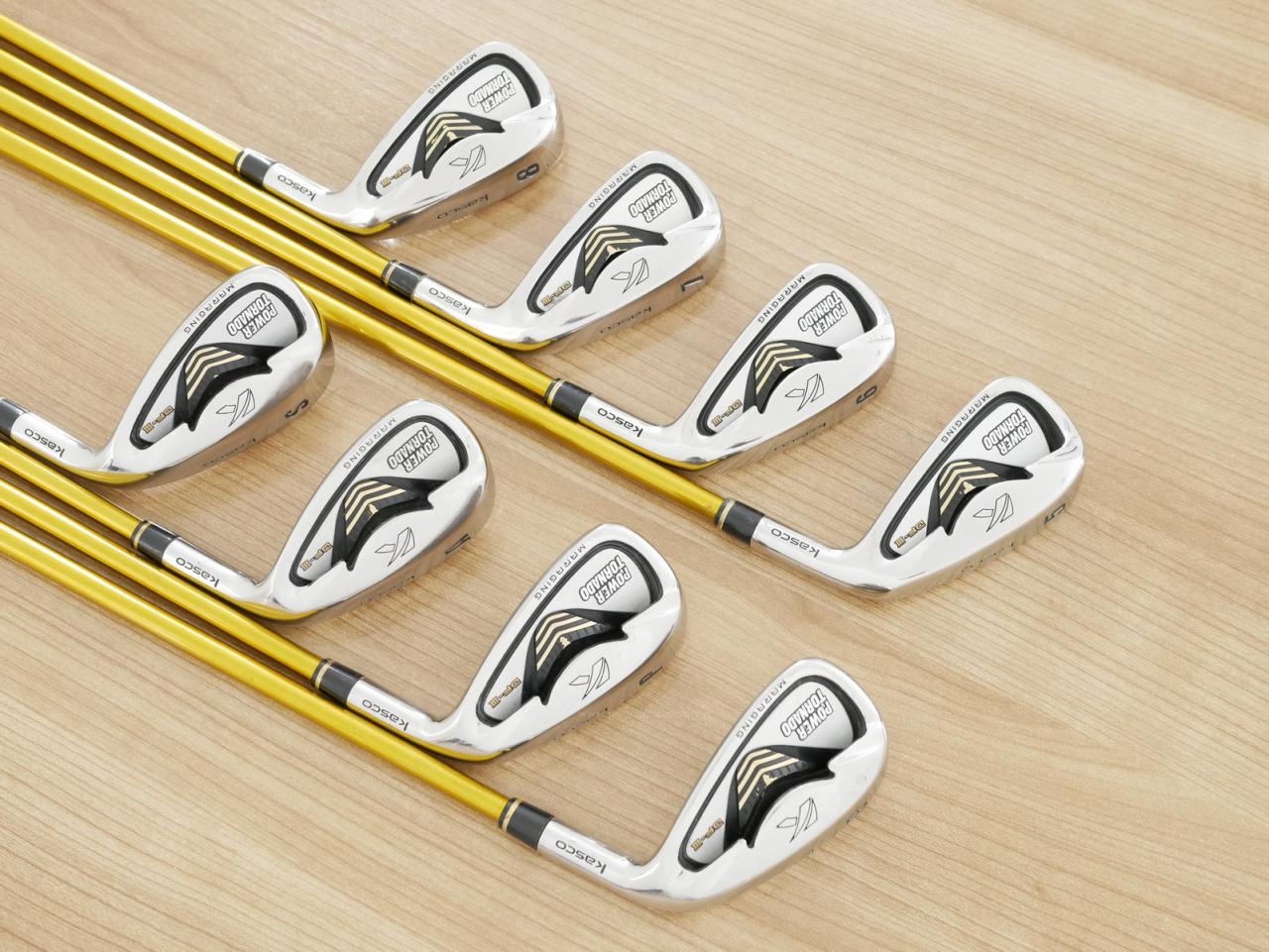 Iron set : Kasco : ชุดเหล็ก Kasco Power Tornado DF-III (หน้า Maraging ใบใหญ่ ตีง่าย ไกล) มีเหล็ก 5-Pw,Aw,Sw (8 ชิ้น) ก้านกราไฟต์ Flex S