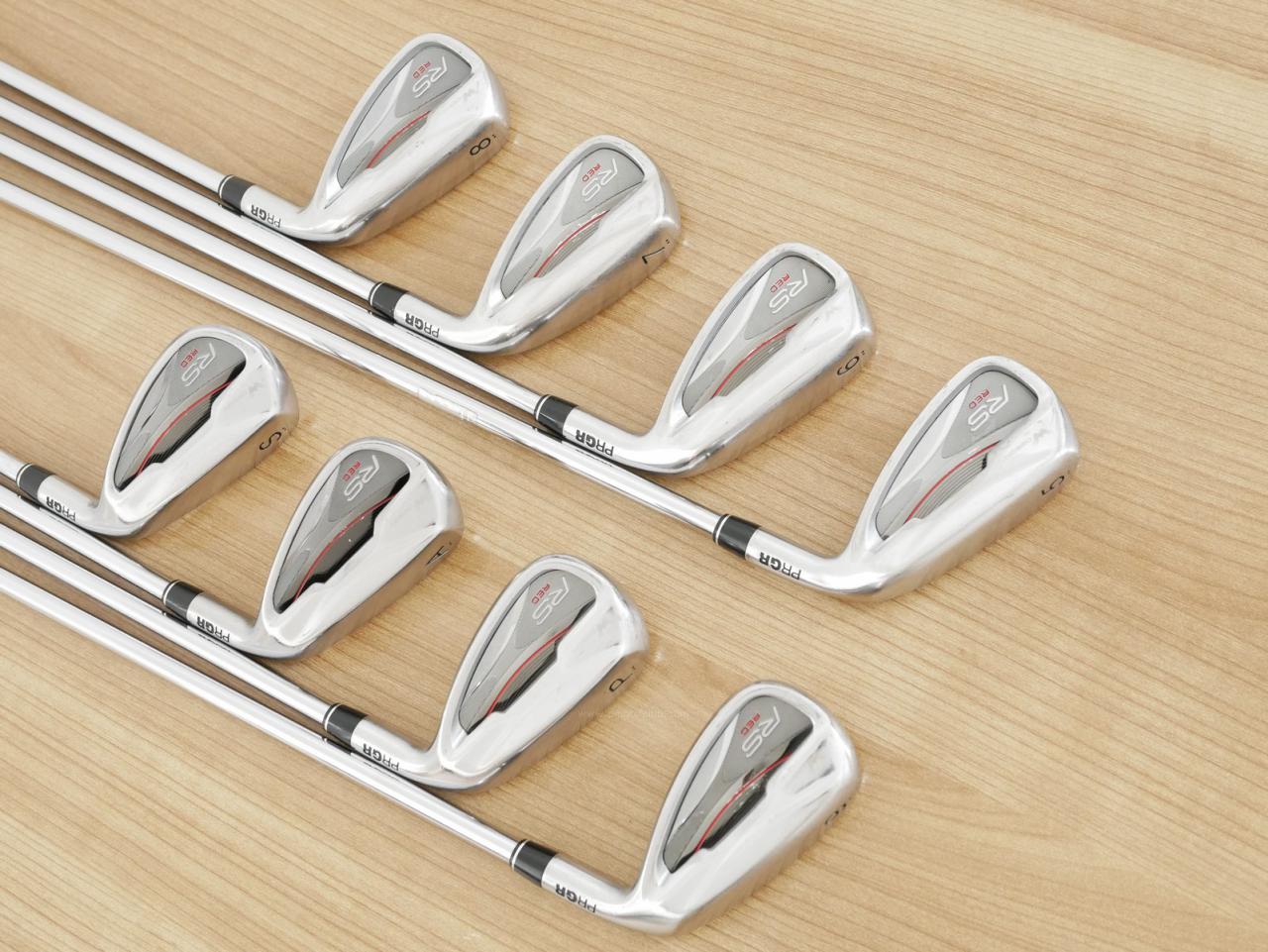 Iron set : PRGR : ชุดเหล็ก PRGR RS Red (รุ่นปี 2020 หน้าเด้ง ตีไกลมาก) มีเหล็ก 5-Pw,Aw,Sw (8 ชิ้น) ก้านเหล็ก NS Pro 75 Flex R
