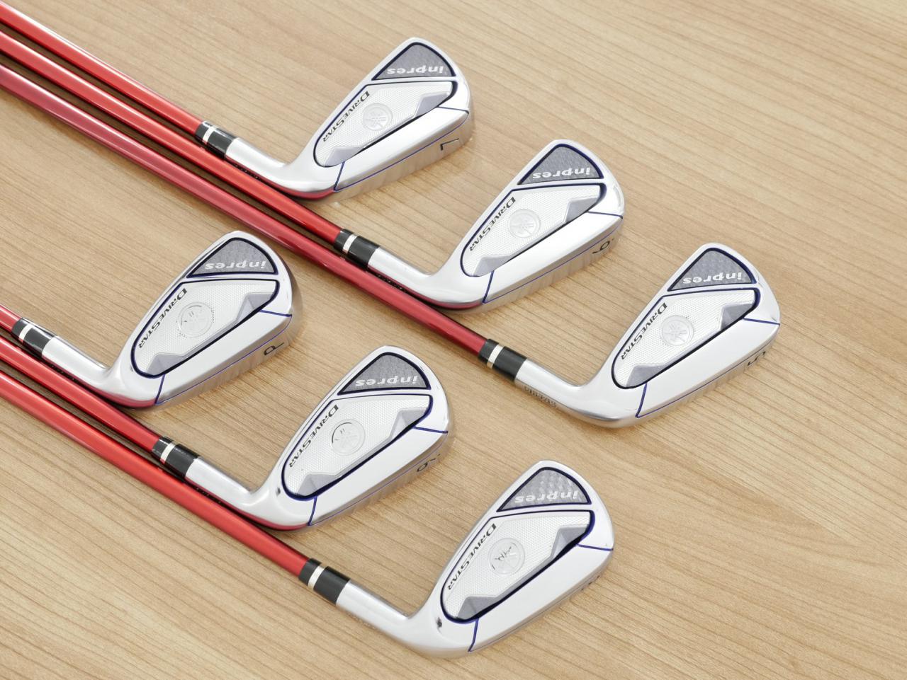 Iron set : Yamaha : ชุดเหล็ก Yamaha Inpres DriveStar (ออกปี 2023 ตีไกลที่สุด ไกลกว่าเหล็กทั่วไป 2 เบอร์ หน้าเด้งมากๆ) มีเหล็ก 5-Pw (6 ชิ้น) ก้านกราไฟต์ Mitsubishi Bassara i50xct Flex R