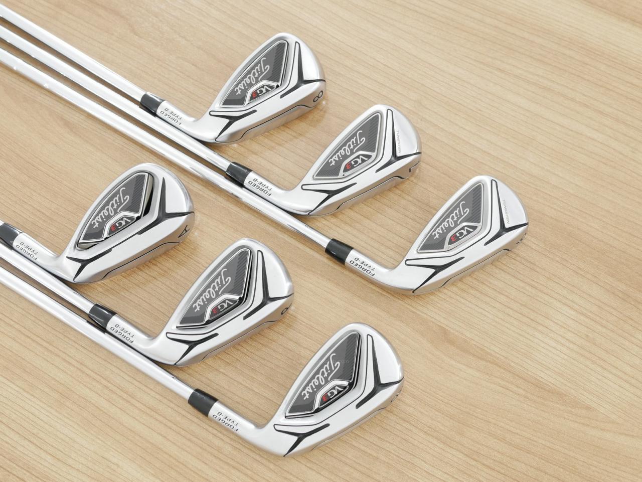 Iron set : Titleist : ชุดเหล็ก Titleist VG3 Type D Forged (รุ่นปี 2019 Japan Spec. ตีง่ายและไกลที่สุดของ Titleist) มีเหล็ก 6-Pw,Aw (6 ชิ้น) ก้านเหล็ก NS Pro Zelos 8 Flex S