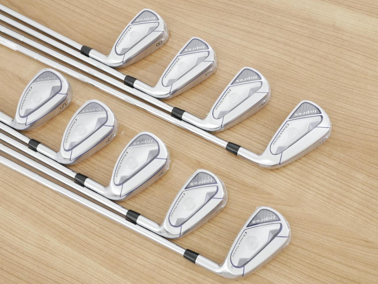 Iron set : Yamaha : **ของใหม่ ยังไม่แกะพลาสติก** ชุดเหล็ก Yamaha Inpres DriveStar (ออกปี 2023 ตีไกลที่สุด ไกลกว่าเหล็กทั่วไป 2 เบอร์ หน้าเด้งมากๆ) มีเหล็ก 5-Pw,Aw,As,Sw (9 ชิ้น) ก้านเหล็ก Dynamic Gold 85 R300
