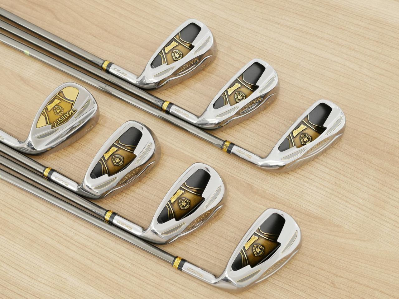 Iron set : Maruman : ชุดเหล็ก Maruman Majesty Prestigio Super 7 (รุ่นท๊อปสุด หน้าเด้ง ตีไกลมาก ของใหม่ 1 แสนบาท) มีเหล็ก 6-10,Pw,Aw (7 ชิ้น) ก้านกราไฟต์ Flex R