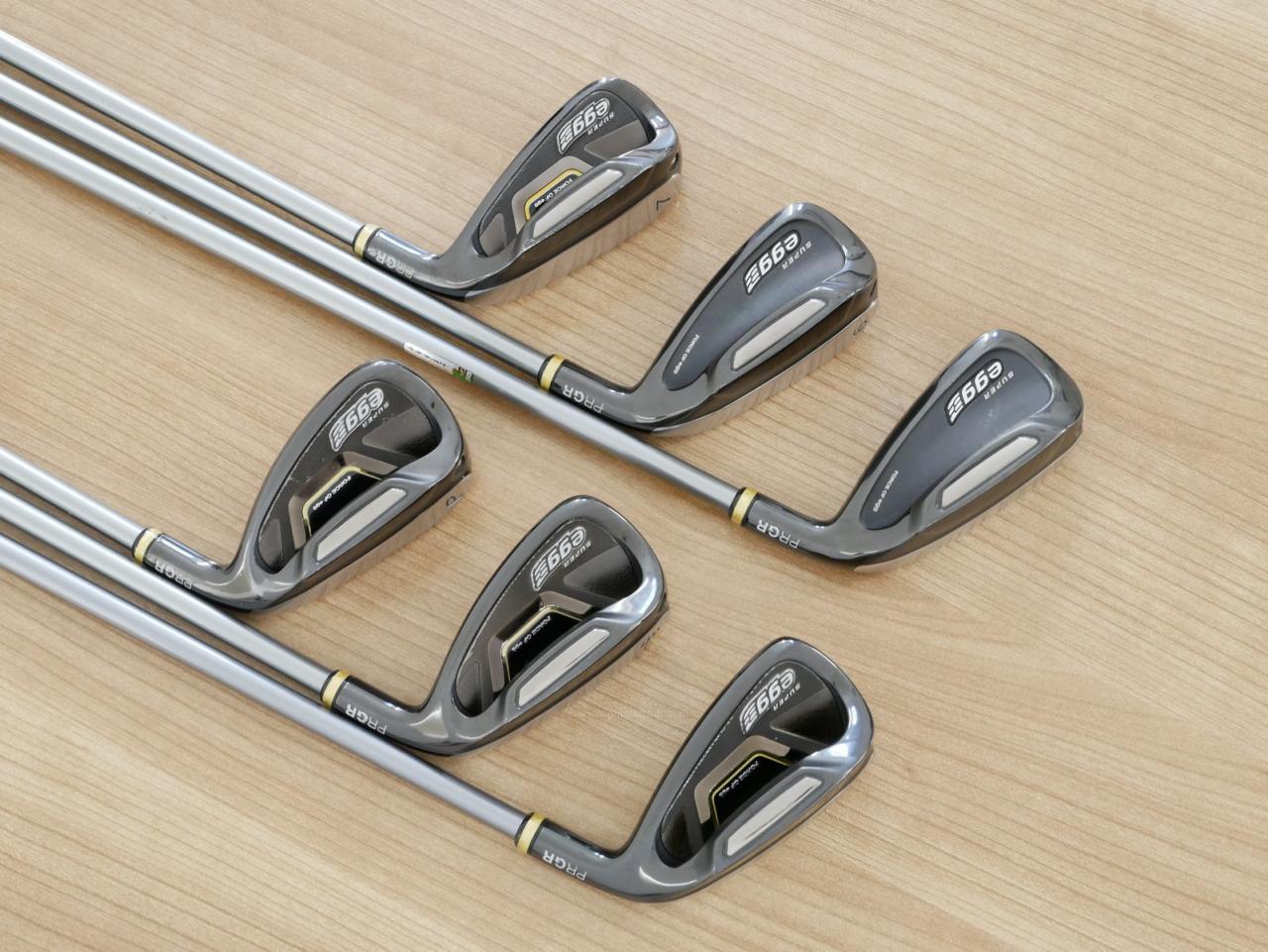 Iron set : PRGR : **ก้านสั้น** ชุดเหล็กกระเทย PRGR Super Egg Iron (ปี 2018 ตัวท๊อปสุด หน้าเด้งเกินกฏ ใช้แข่งไม่ได้ ตีไกมลมากๆ) มีเหล็ก 5-Pw (6 ชิ้น) ก้านกราไฟต์ Flex SR (M-40)