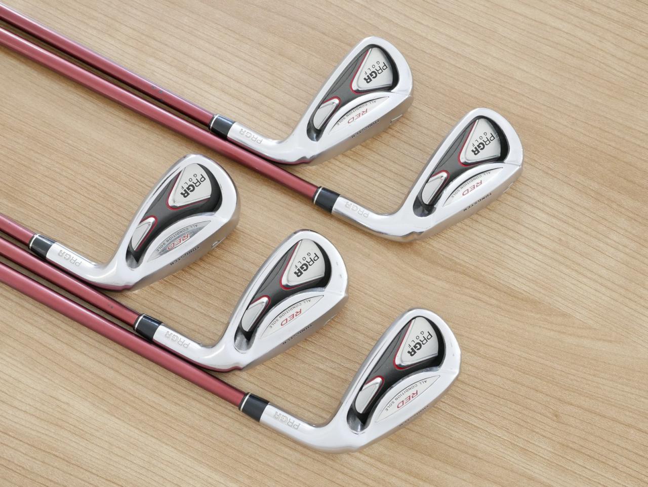 Iron set : PRGR : ชุดเหล็ก PRGR Red 505 (ใบใหญ่ หน้า Maraging ใส เด้ง) มีเหล็ก 6-Pw (5 ชิ้น) ก้านกราไฟต์ M-40 Flex SR