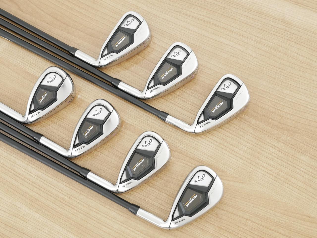 Iron set : Callaway : ชุดเหล็ก Callaway Rogue ST Max OS (ออกปี 2022 ตีง่ายสุดๆ ไกลสุดๆ) มีเหล็ก 5-Pw,Aw (7 ชิ้น) ก้านกราไฟต์ Fujikura Speeder NX 40 Flex R