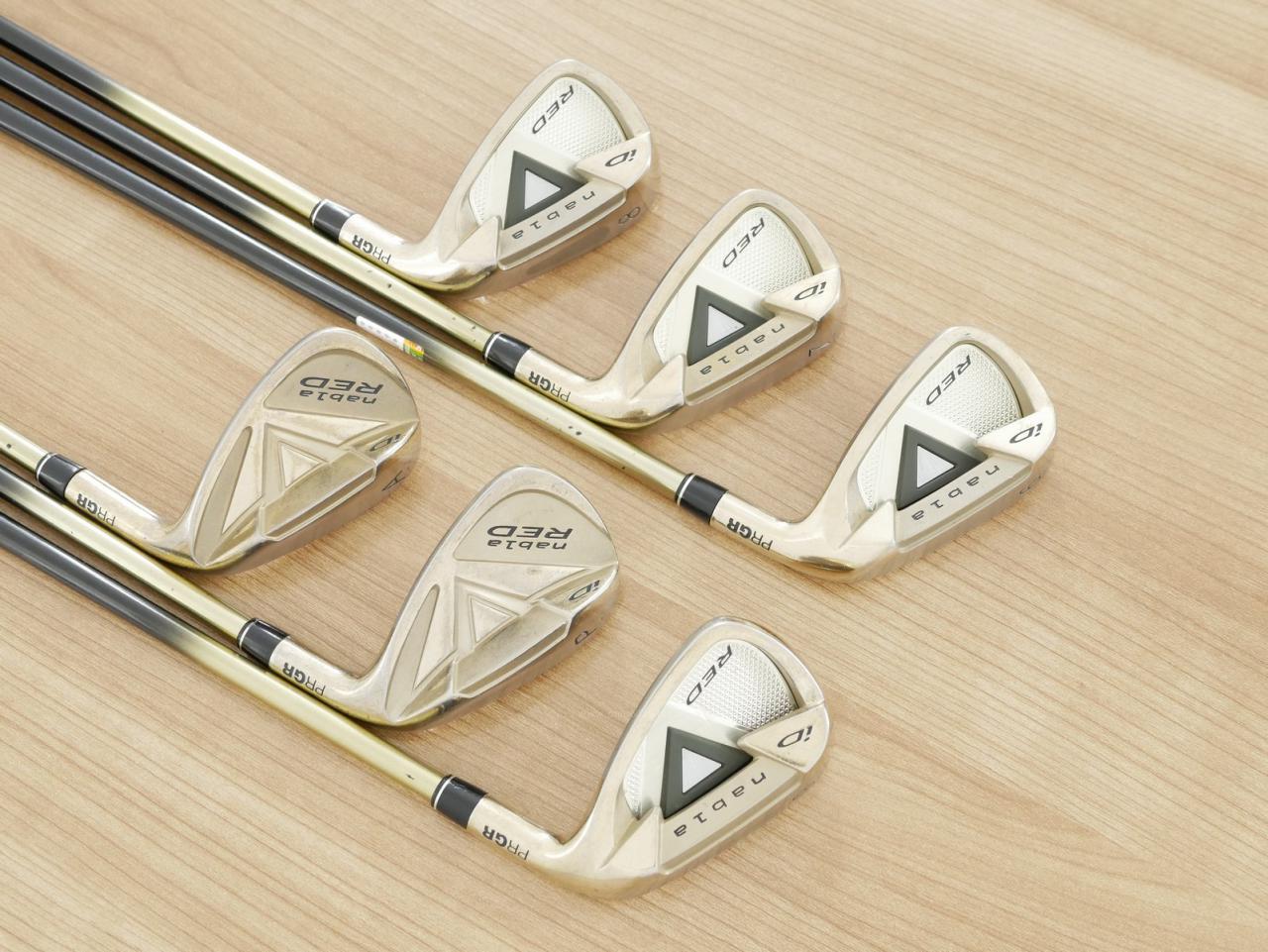 Iron set : PRGR : ชุดเหล็ก PRGR ID Nabla Red Titan (รุ่นท๊อปสุด หน้าเด้ง ไกลมาก) มีเหล็ก 6-Pw,Aw (6 ชิ้น) ก้านกราไฟต์ M-40 Flex SR