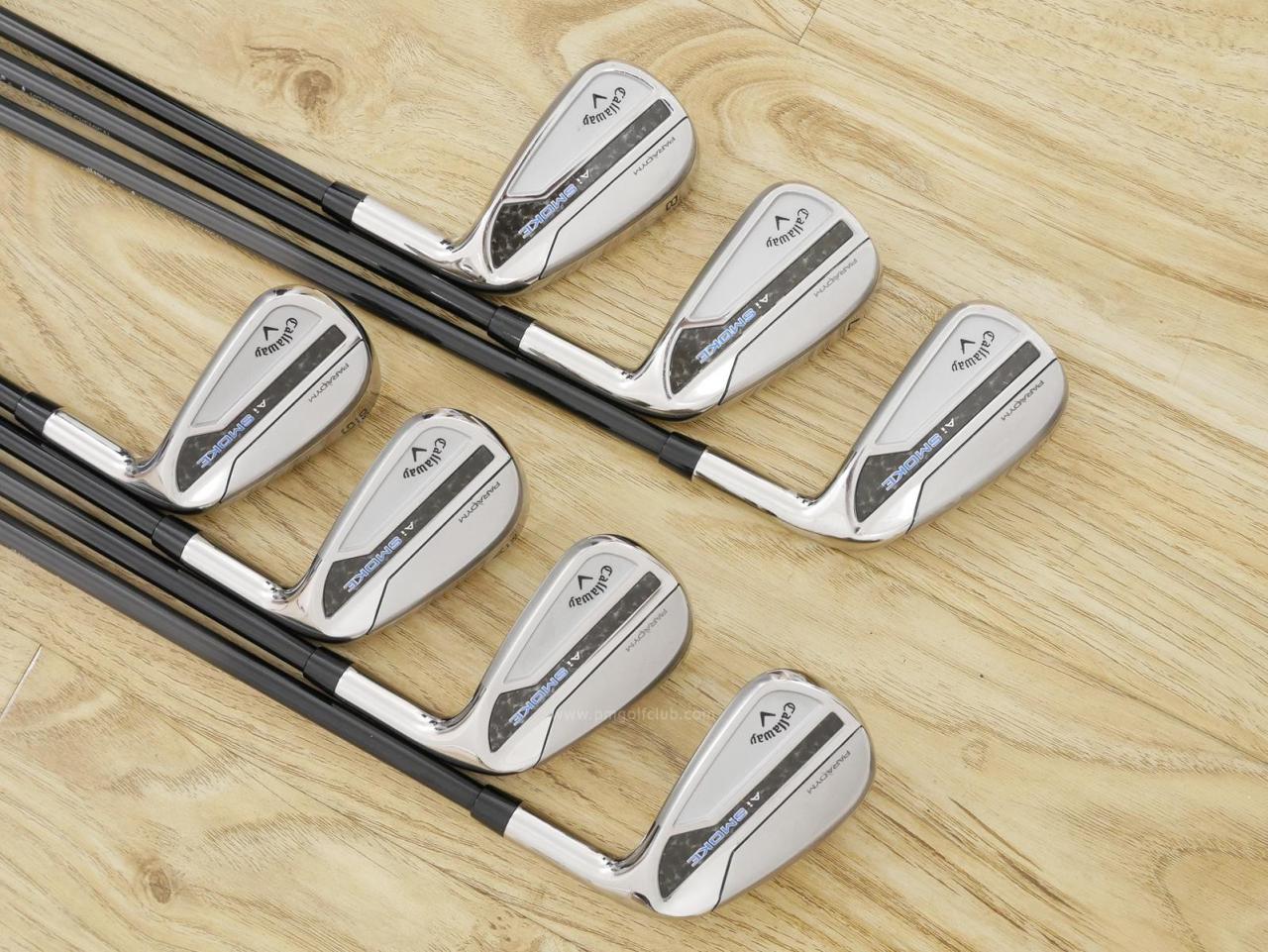 Iron set : Callaway : ชุดเหล็ก Callaway Paradym Ai Smoke (รุ่นล่าสุด ออกปี 2024 ตีง่ายมาก ไกล Japan Spec.) มีเหล็ก 6-Pw,Aw,Gw (7 ชิ้น) ก้านกราไฟต์ Fujikura TENSEI 50 Flex R