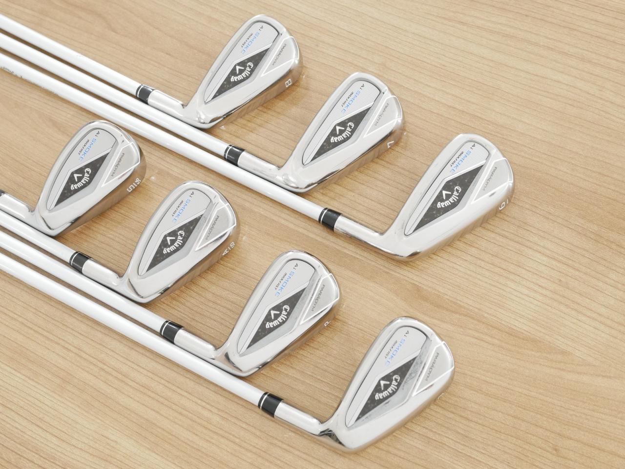 Lady club : All : ชุดเหล็ก Callaway Paradym Ai Smoke Max Fast (ออกปี 2024 ตีง่ายมาก ไกล Japan Spec.) มีเหล็ก 6-Pw,Aw,Sw (7 ชิ้น) ก้านกราไฟต์ Mitsubishi ELDIO 40 Flex L