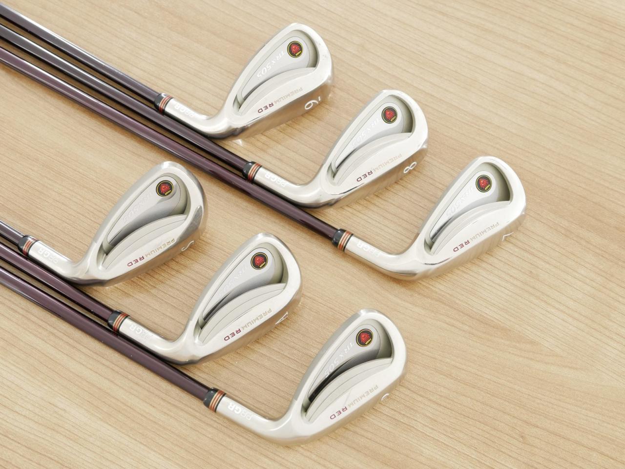 Lady club : All : ชุดเหล็ก PRGR Premium Red TR-X 505 (รุ่นท็อป หน้าเด้ง ตีง่ายไกลมาก) มีเหล็ก 7-Pw,Aw,Sw (6 ชิ้น) ก้านกราไฟต์ Flex L (M-30)