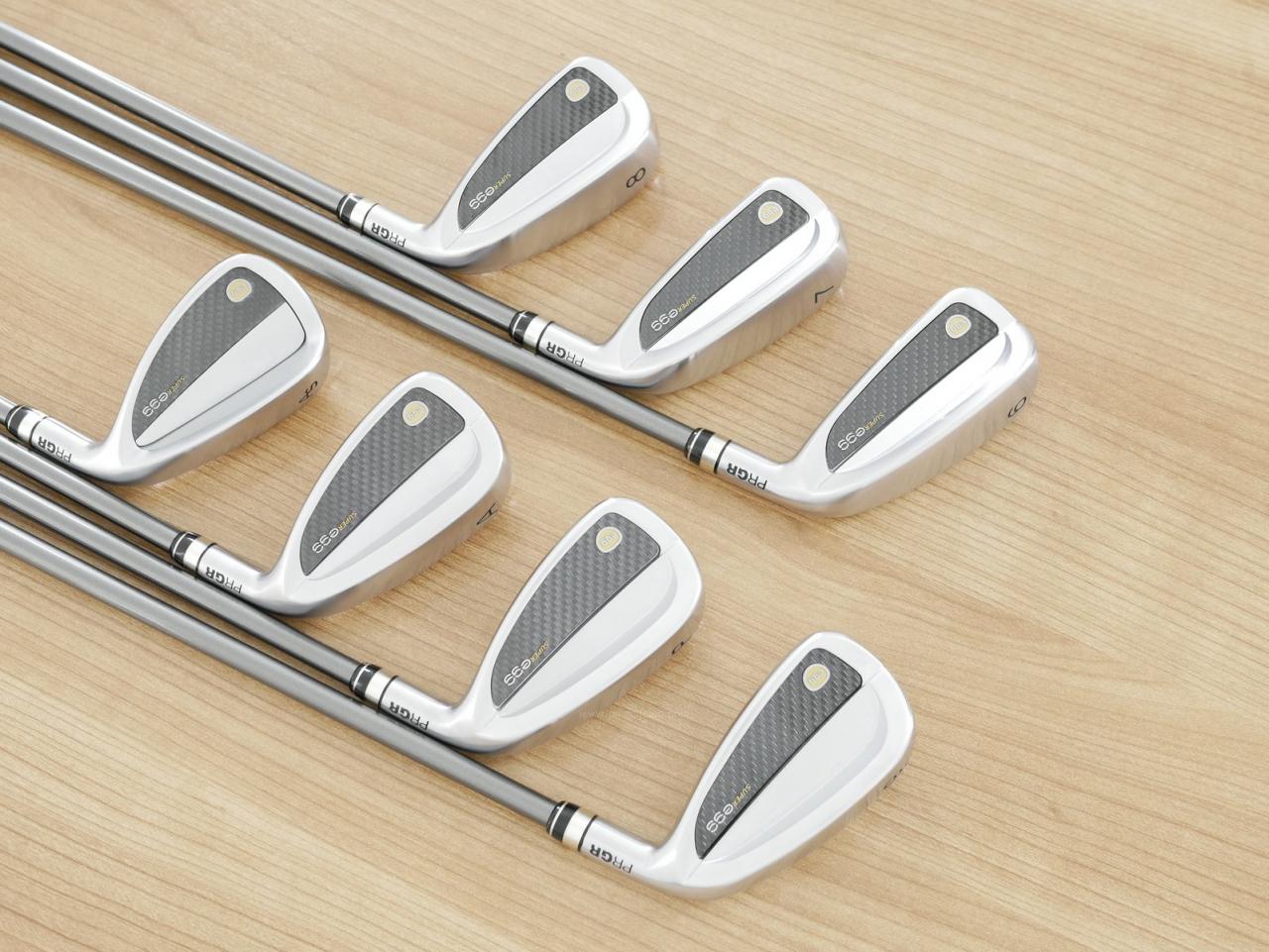 Lady club : All : ชุดเหล็กกระเทย PRGR Super Egg Iron (รุ่นปี 2023 ตัวท๊อปสุด หน้าเด้งเกินกฏ ใช้แข่งไม่ได้ ตีไกลมากๆ) มีเหล็ก 6-Pw,Aw,As (7 ชิ้น) ก้านกราไฟต์ Flex L (M-30)