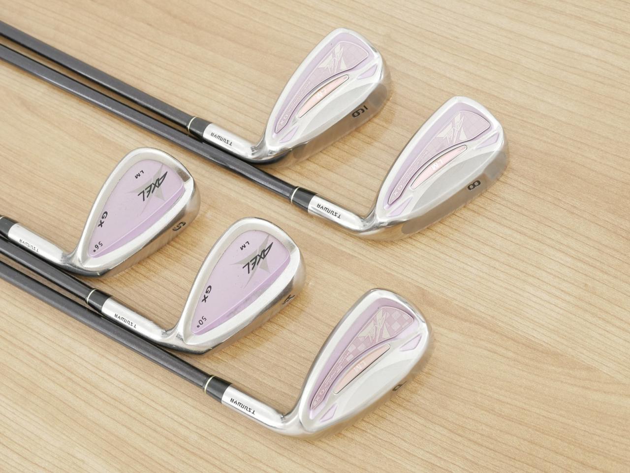 Lady club : All : ชุดเหล็ก Tsuruya AXEL GX LM (หน้าเด้ง ตีไกลมาก) มีเหล็ก 8-Pw,Aw,Sw (5 ชิ้น) ก้านกราไฟต์ Flex L