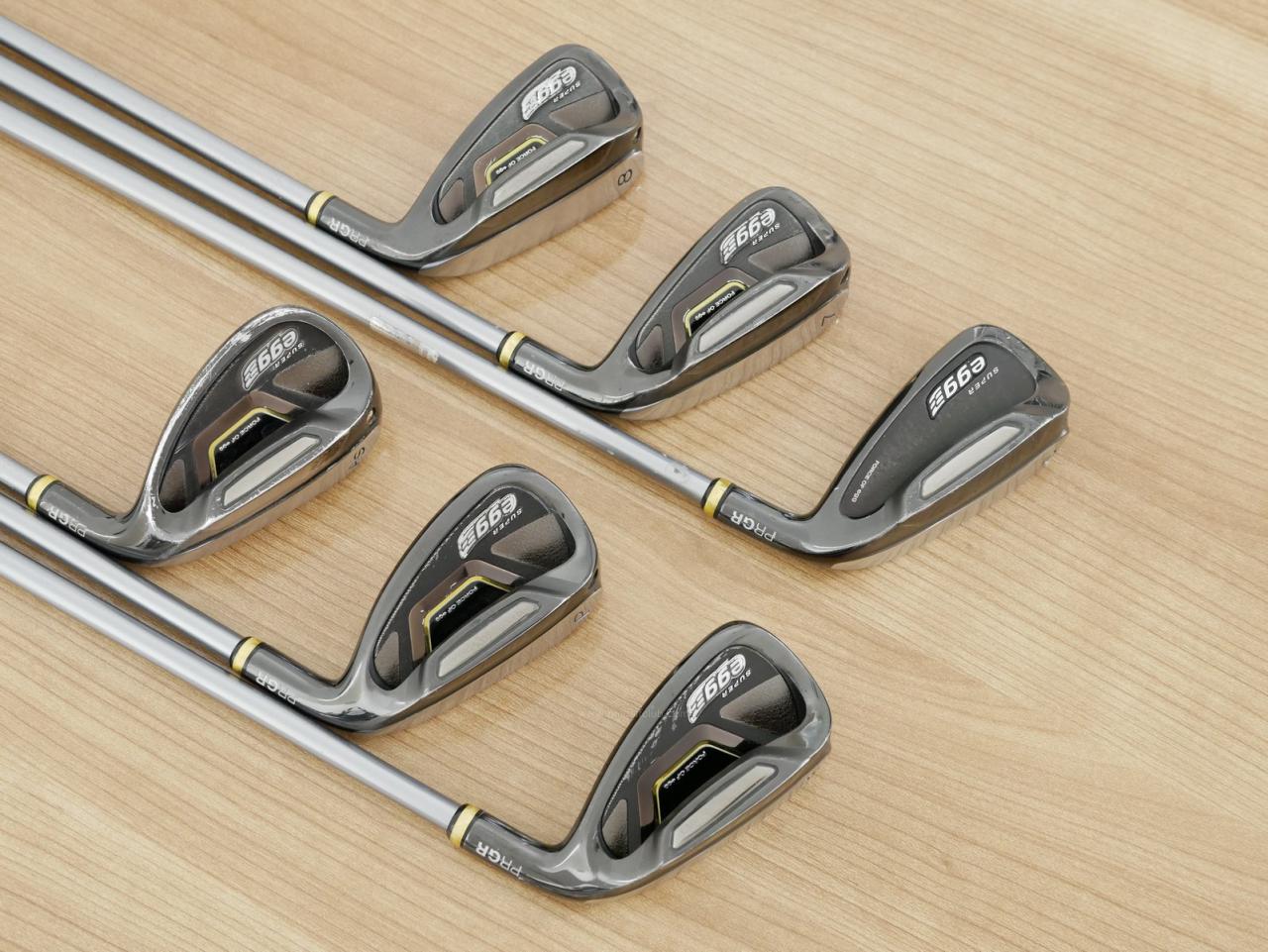 Lady club : All : ชุดเหล็กกระเทย PRGR Super Egg Iron (ปี 2018 ตัวท๊อปสุด หน้าเด้งเกินกฏ ใช้แข่งไม่ได้ ตีไกมลมากๆ) มีเหล็ก 6-Pw,As (6 ชิ้น) ก้านกราไฟต์ Flex L (M-30)