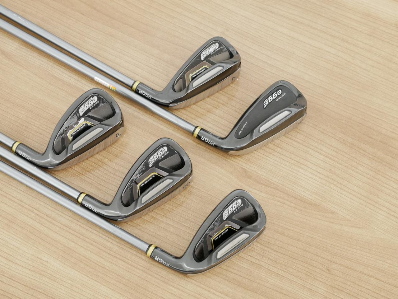 Lady club : All : ชุดเหล็กกระเทย PRGR Super Egg Iron (ปี 2018 ตัวท๊อปสุด หน้าเด้งเกินกฏ ใช้แข่งไม่ได้ ตีไกมลมากๆ) มีเหล็ก 6-Pw (5 ชิ้น) ก้านกราไฟต์ Flex L (M-30)