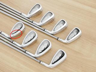 Iron set : **มีตำหนิ** ชุดเหล็กกระเทย PRGR Egg PC (รุ่นปี 2019 ตีง่ายและไกลมากๆ โกงสุดๆ) มีเหล็ก 6-Pw,Aw,As,Sw (8 ชิ้น) ก้านกราไฟต์ M-40 Flex SR