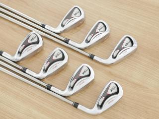 Iron set : PRGR : ชุดเหล็ก PRGR Red 505 (ใบใหญ่ หน้า Maraging ใส เด้ง) มีเหล็ก 5-Pw,Aw (7 ชิ้น) ก้านกราไฟต์ UST Mamiya ATTAS 60 Flex R