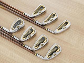 iron_set : ชุดเหล็ก Maruman Majesty Prestigio Gold Premium (รุ่นท๊อปสุด หน้าเด้ง ตีไกลมาก ของใหม่ 1 แสนบาท) มีเหล็ก 5-Pw,Aw (7 ชิ้น) ก้านกราไฟต์ Flex R
