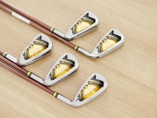 iron_set : ชุดเหล็ก Maruman Majesty Prestigio XI (รุ่นท๊อปสุด ปี 2022 หน้าเด้ง ตีไกลมาก ของใหม่ 1.2 แสนบาท) มีเหล็ก 7-10,Pw (5 ชิ้น เทียบเท่า 6-Pw) ก้านกราไฟต์ Flex R