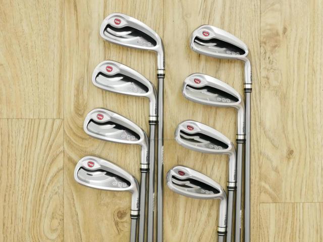 Iron set : PRGR : ชุดเหล็กกระเทย PRGR NEW Egg (ปี 2020 ตีง่ายและไกลมากๆ เด้งสุดๆ COR 0.82) มีเหล็ก 6-Pw,Aw,As,Sw (8 ชิ้น) ก้านกราไฟต์ M-37 Flex R