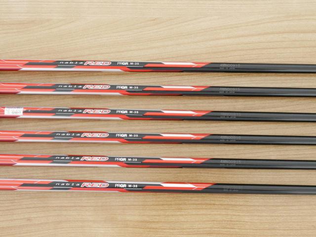 Iron set : PRGR : ชุดเหล็ก PRGR ID Nabla Red Titan (รุ่นท๊อปสุด หน้าเด้ง ไกลมาก) มีเหล็ก 6-Pw,Aw (6 ชิ้น) ก้านกราไฟต์ M-35 Flex R2