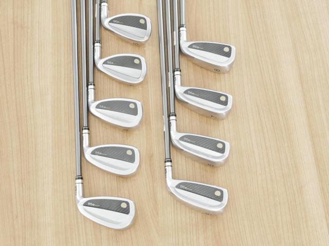 Iron set : PRGR : ชุดเหล็กกระเทย PRGR Super Egg Iron (รุ่นปี 2023 ตัวท๊อปสุด หน้าเด้งเกินกฏ ใช้แข่งไม่ได้ ตีไกลมากๆ) มีเหล็ก 5-Pw,Aw,As,Sw (9 ชิ้น เต็มเซ็ต) ก้านกราไฟต์ Flex SR (M-40)