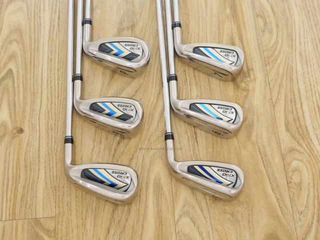 Iron set : XXIO : ชุดเหล็ก XXIO Cross 2 (รุ่นล่าสุดปี 2021 ตีไกลที่สุดของที่สุดจาก XXIO หน้าเด้งสุดๆ) มีเหล็ก 5-Pw (6 ชิ้น ตีไกลกว่าปกติ 2 เบอร์) ก้านเหล็ก NS Pro 860 DST Flex R