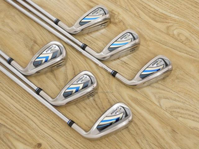 Iron set : XXIO : ชุดเหล็ก XXIO Cross 2 (รุ่นล่าสุดปี 2021 ตีไกลที่สุดของที่สุดจาก XXIO หน้าเด้งสุดๆ) มีเหล็ก 5-Pw (6 ชิ้น ตีไกลกว่าปกติ 2 เบอร์) ก้านเหล็ก NS Pro 860 DST Flex R