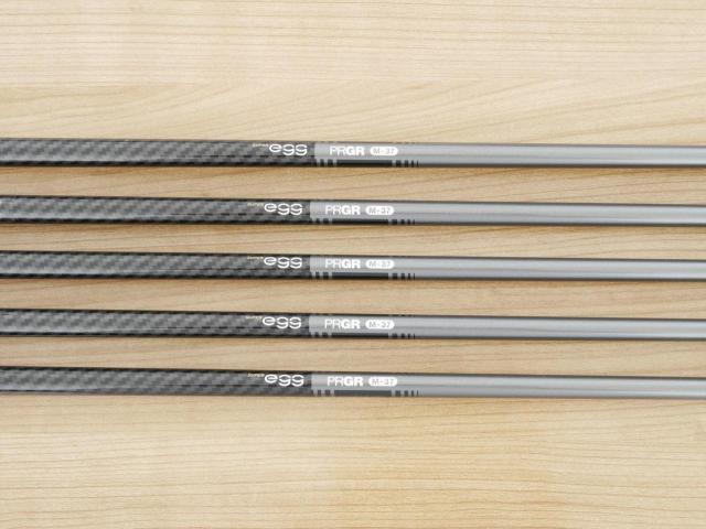 Iron set : PRGR : ชุดเหล็กกระเทย PRGR Super Egg Iron (รุ่นปี 2023 ตัวท๊อปสุด หน้าเด้งเกินกฏ ใช้แข่งไม่ได้ ตีไกลมากๆ) มีเหล็ก 7-Pw,Aw (5 ชิ้น) ก้านกราไฟต์ Flex R (M-37)